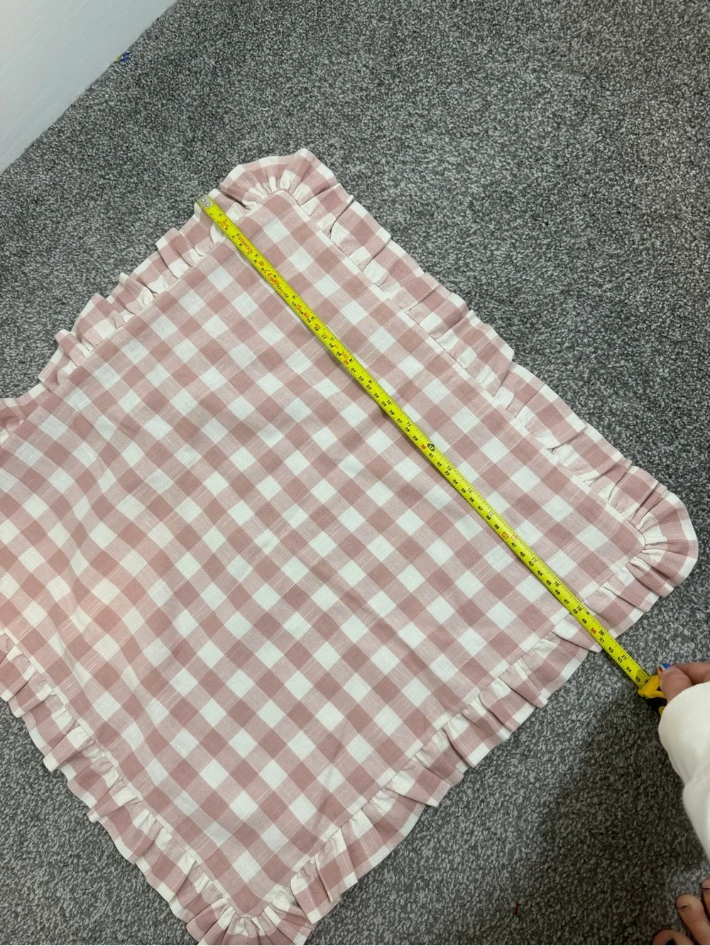 Anthropologie Ana Cotton Gingham Printed Ruffle Pillow case